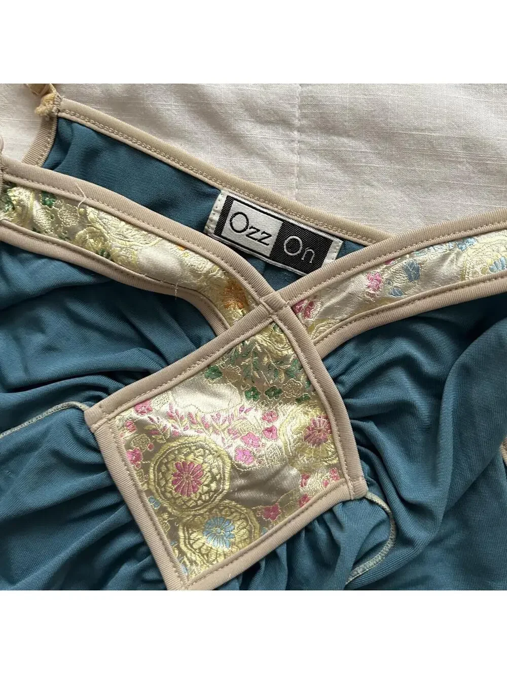Ozz On Teal Unique Cami Top Floral Brocade Fairy Grunge Japan Size S